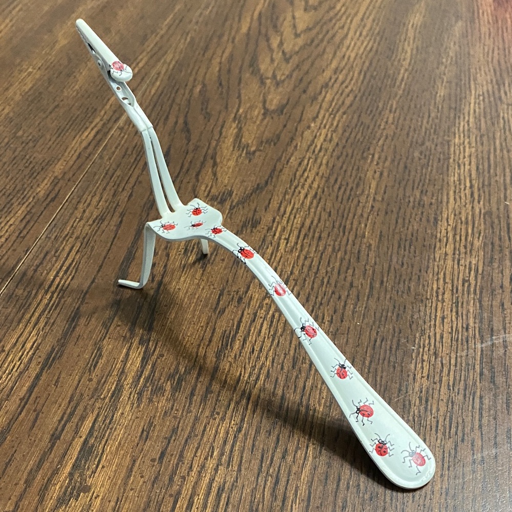 “5/$20” hand crafted fork place card picture recipe holder with ladybugs